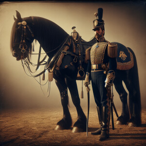 An ultra definition photograph  of a soldier in the Calvary offi...