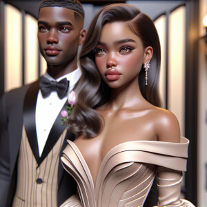 3-D image of a beautiful light skin, African-American young woma...