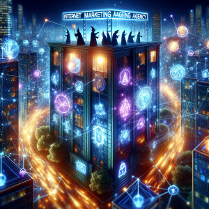 Envision a bustling digital metropolis, pulsing with dynamic str...