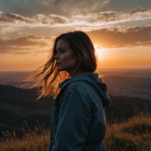 Silhouette girl portrait