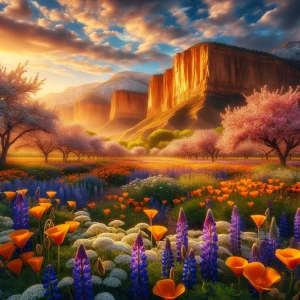 A Spring time photograph of Grand Junction, Colorado, bathed in...