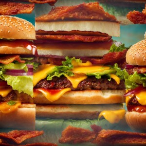 Create a vivid and detailed image of a mouth-watering double che...