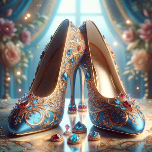 Imagine a pair of enchanting shoes, each a mirror image of the o...