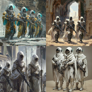 Islamic warriors, futuristic, high tech