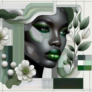 Create a sophisticated color palette with a mix of white, variou...