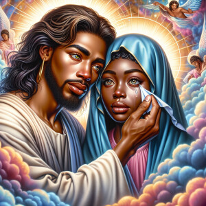 Ensure that the image distinctly represents both Jesus Christ an...
