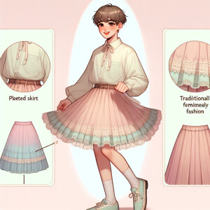 a feminine boy, girly boy, cute boy, girly outfit, crossdressing