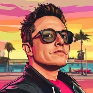 Elon Musk in GTA art style — nothing — in the style of a Grand T...