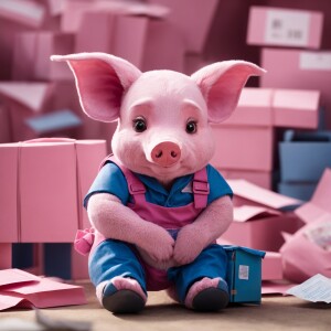 Create an image of a small, timid character inspired by a piglet...