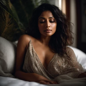 “A serene, lifelike image of Roopa waking up in her Miami home,...
