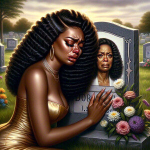 A beautiful light-skinned African-American woman with long wavy...