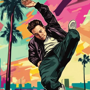 Elon Musk in GTA art style — do a handstand — in the style of a...