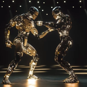 Using a collage technique Choreograph a dynamic duel between two...