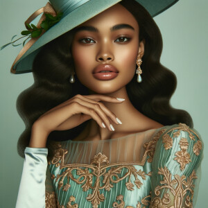 Imagine a portrait of a light-skinned African-American woman wit...