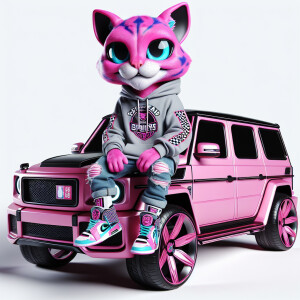 Create a colorful/psyscadelic character of pink panther wearing...