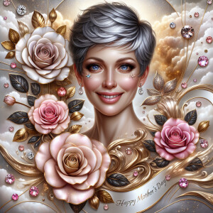 A horizontal portrait of a thi, smiling heavier curvy
set 80-ye...