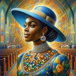A spiritually enriching illustration portrays an African America...