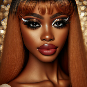 black smokey glitter cut crease eyeshadow on light
skinned afri...