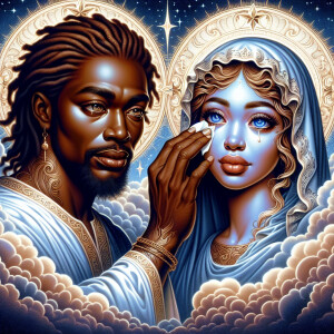 Ensure that the image distinctly represents both Jesus Christ an...