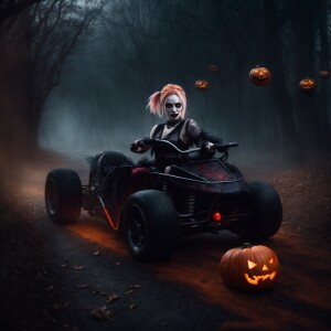 “Create a hyper-realistic illustration of Harley Quinn with a go...