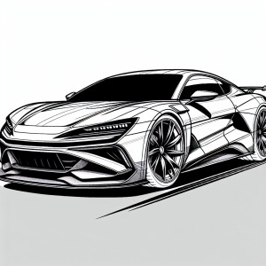 Line art full silhouette of the 2020 camaro. The model has a sle...
