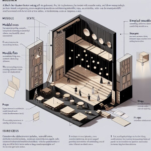 In a black box theater setting, which is known for its simple, v...