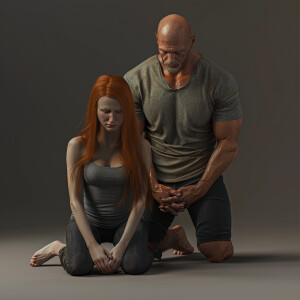 A photorealistic high resolution image. Light ginger haired fema...