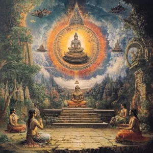 Describe the structure and key elements of Hindu cosmology, incl...