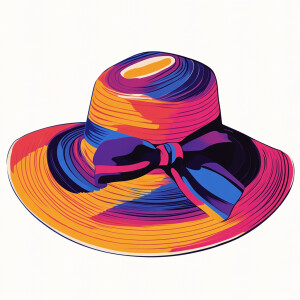 Design a wide-brimmed sunhat adorned with a stylish band or bow...