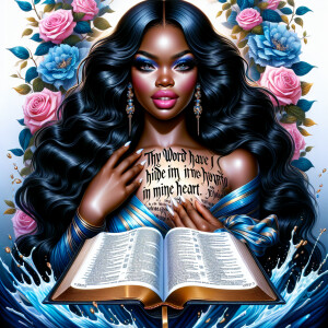 Create an image of an ultra-light-skinned African-American woman...