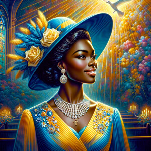 A spiritually enriching illustration portrays an African America...