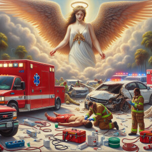 Create a realistic 3D oil painting depicting a scene of emergenc...