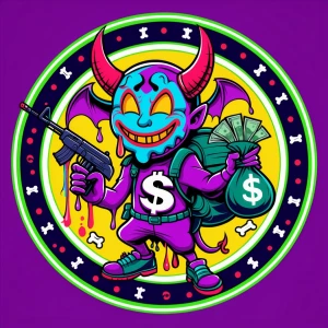 Horror themed, create a vibrant cartoon-style logo with a circul...