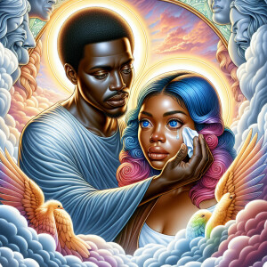 Ensure that the image distinctly represents both Jesus Christ an...