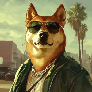 DOGE meme..Doge monkey, in GTA San Andreas and carton style