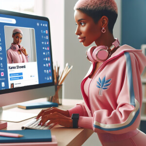 A beautiful light skin African American woman with with a pink j...