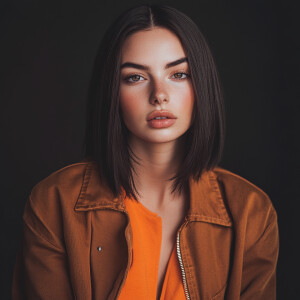 Capture the elegance of a fair-skinned, petite, slim woman with...