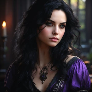 Photo of a beautiful woman inspired by Yennefer from Witcher 3,...