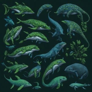 Aardvark whale armadillo butterfly green frog dolphin seahorse a...