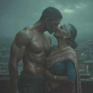 Hyperrealism photo.a muscular sweaty indian  man  standing with...