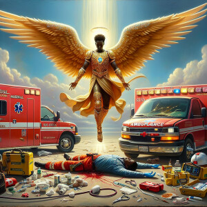 Create a realistic 3D oil painting depicting a scene of emergenc...