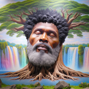 A hyper-realistic 3-D oil painting depicting a tree integrated w...