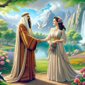 Ruth from the Bible, based on artwork from “jw.org”, shaking han...