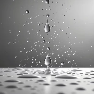 Drops falling on white surface