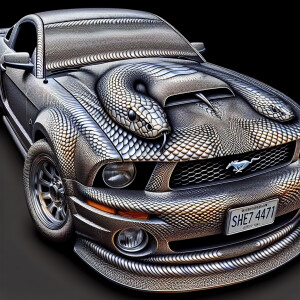 an image of a 1992 mustang  featuring an rattle snake scale patt...