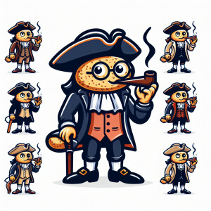 A sandwich with arms and legs, dressed like Benjamin Franklin, s...