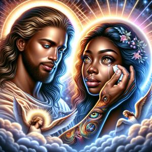 Ensure that the image distinctly represents both Jesus Christ an...