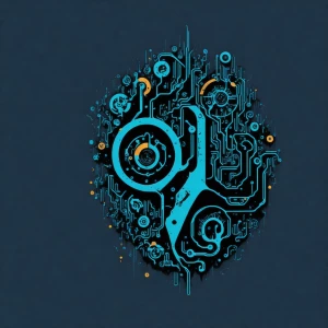 Design a modern, minimalistic icon that represents the fusion of...