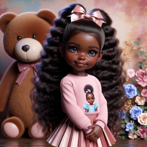 Refine the 3D realistic image of a four-year-old African-America...