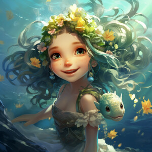 adorable happy girl elf fairy water trolls with sparkling univer...